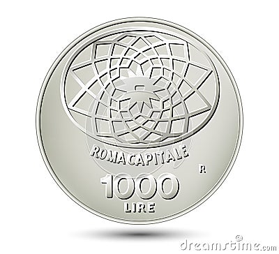 One thousand Italian lire on a white background. Vector Illustration